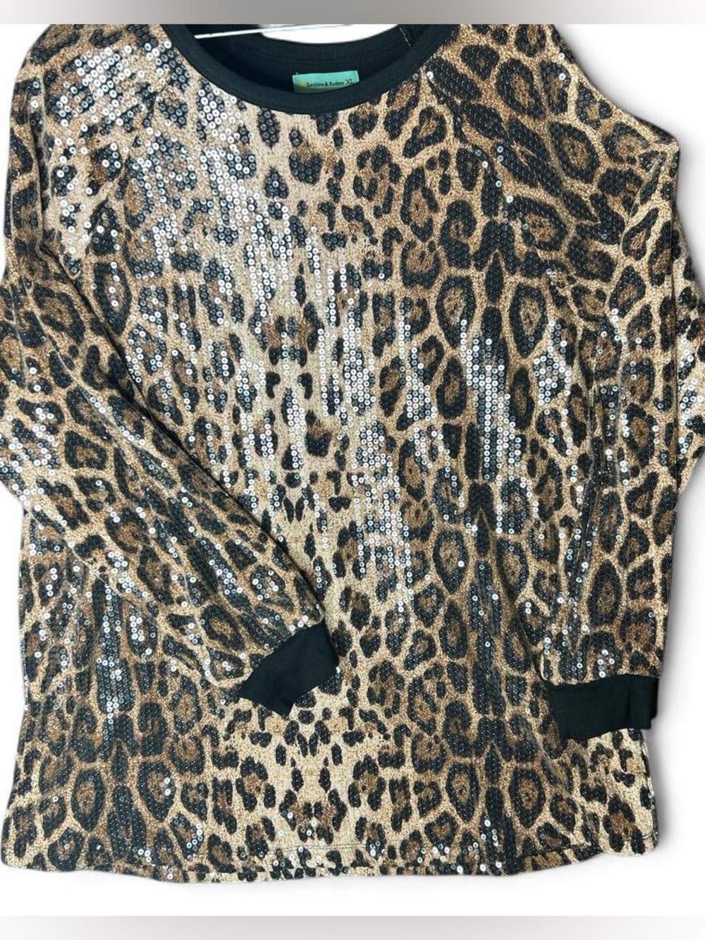 Leopard Print Sequin Mini Dress/long top fully sequined and lined. Maximalist
